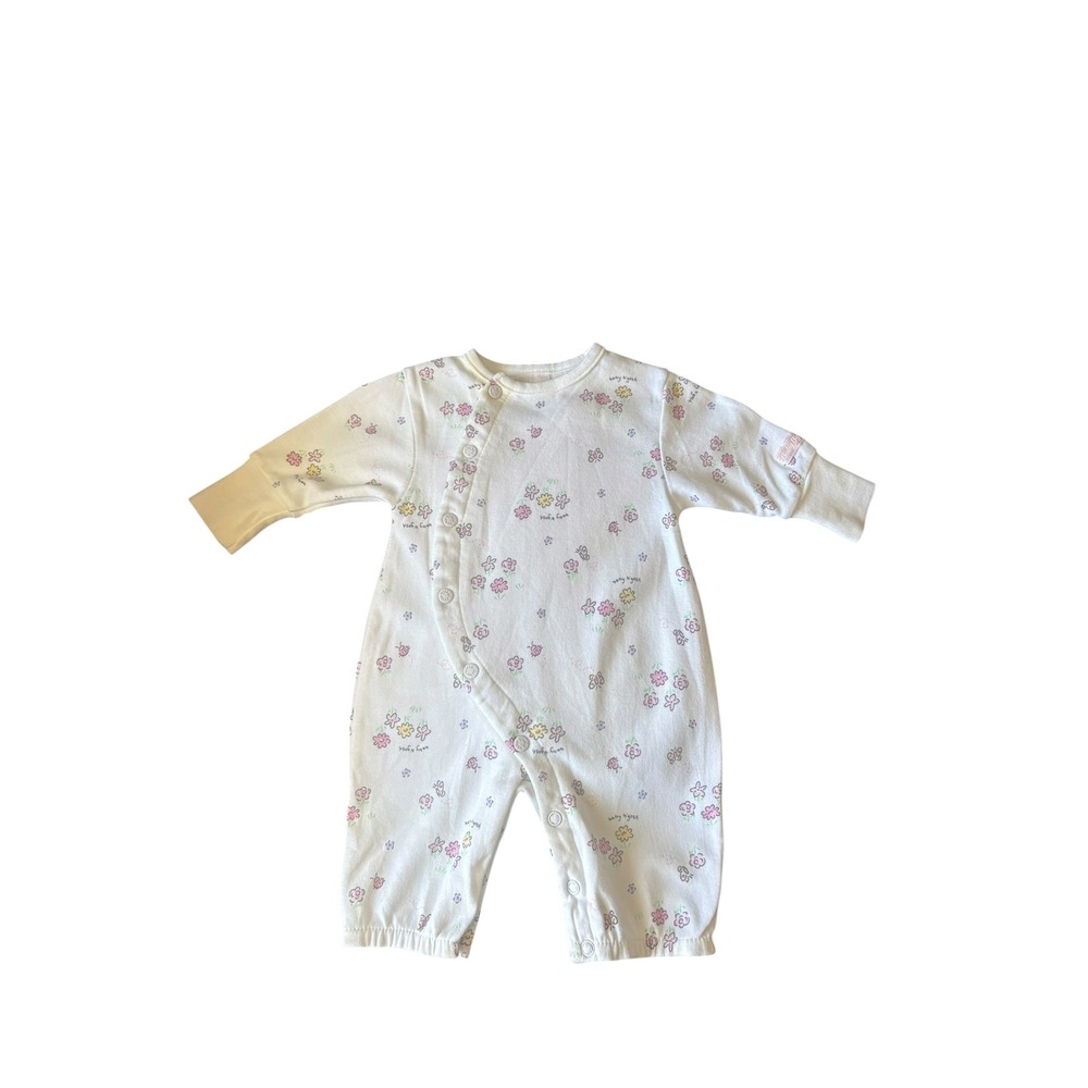 Vintage Baby B'gosh OshKosh Preemie Floral Romper White Pink‎ Snap Front Baby